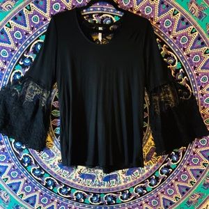 Black lace detail blouse